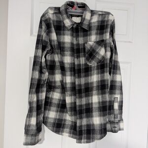 Boys Black and White Plaid Shirt, Size L 14/16 Button Up, NWT